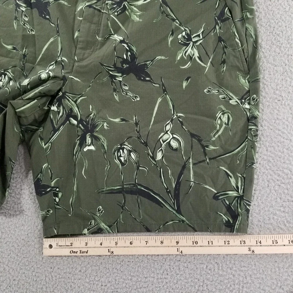 Rag & Bone Shorts Mens 40 Green Army Floral Ripstop Chino Perry Flat Front Zip